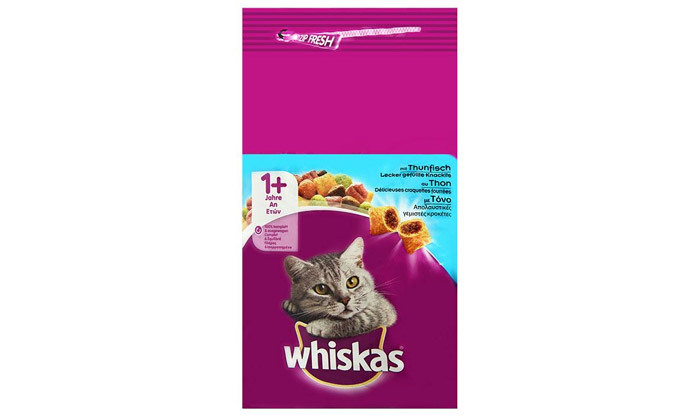 3 מארז חיסכון: 2 שקי מזון חתולים Whiskas במשקל 14 ק"ג - טעמים לבחירה