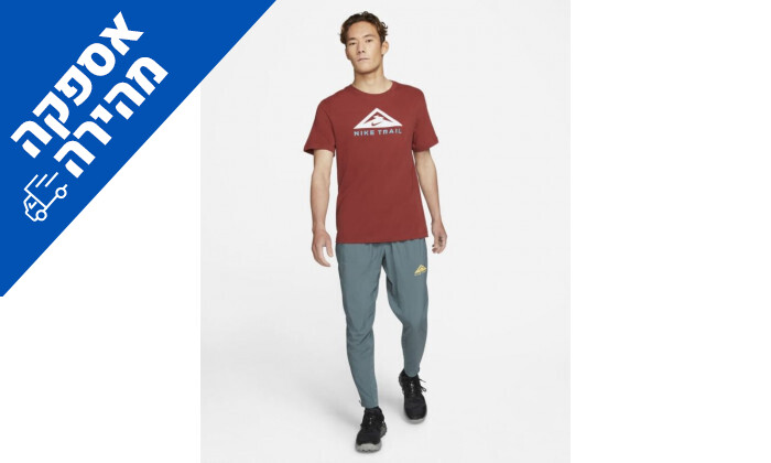 4 חולצת אימון לגברים נייקי Nike, דגם Trail Dri-Fit בצבע אדום