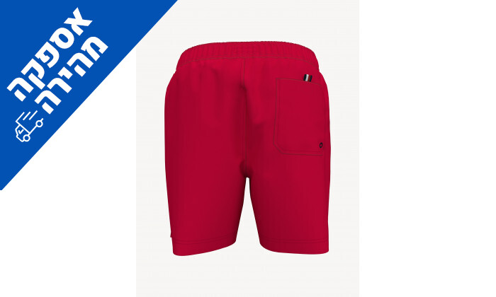 3 מכנסי בגד ים לגבר TOMMY HILFIGER דגם Essential Solid - אדום