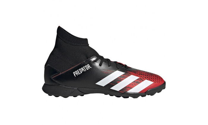 3 נעלי כדורגל לילדים אדידס adidas, דגם Predator 20.3 Turf בצבע שחור-אדום-לבן