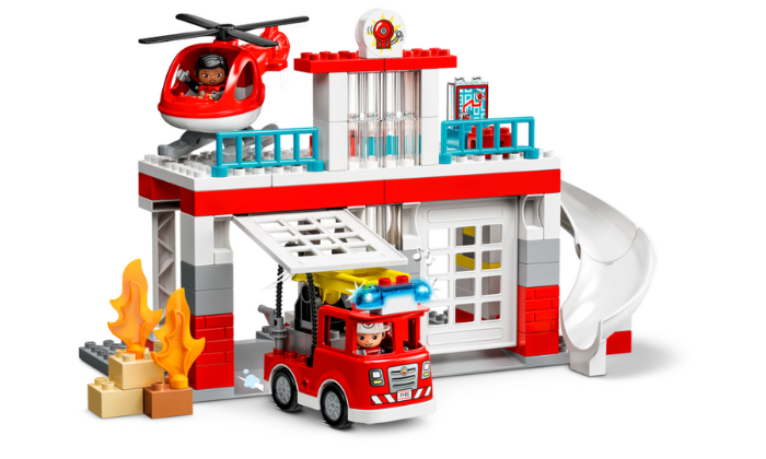 לגו LEGO דופלו תחנת כיבוי אש ומסוק דגם 10970