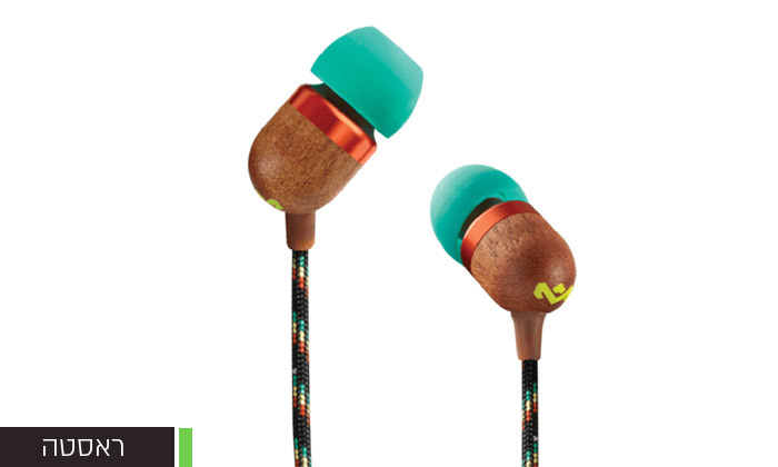 4 אוזניות חוטיות מארלי MARLEY דגם SMILE JAMAICA IN EAR