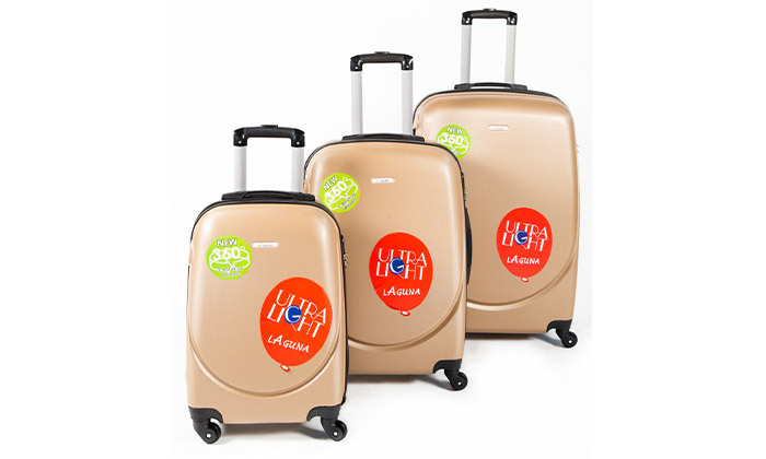 4 3 מזוודות קשיחות 20, 24 ו-28 אינץ' דגם Laguna - צבעים לבחירה