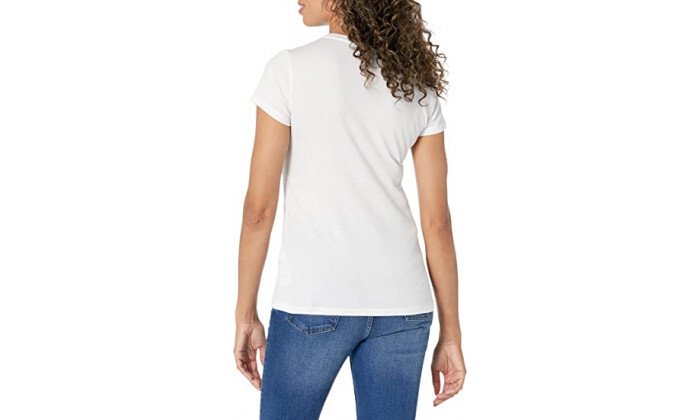 3 חולצת וי לנשים Calvin Klein דגם Foil Monogram Logo - לבן