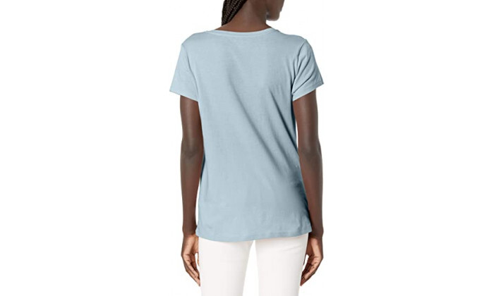 3 חולצת וי לנשים Calvin Klein דגם Foil Monogram Logo - אפור