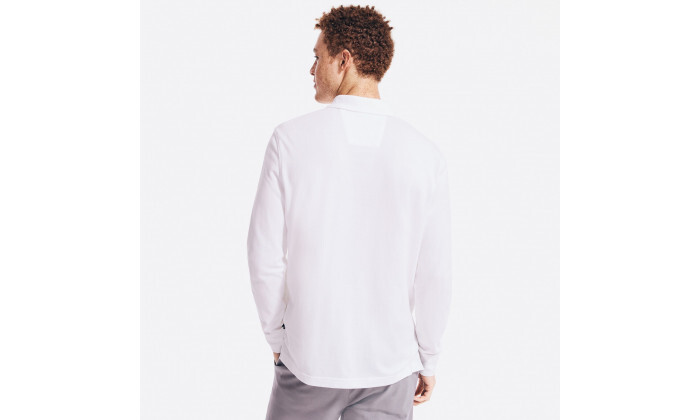 3 חולצת פולו ארוכה 100% כותנה לגברים NAUTICA - לבן