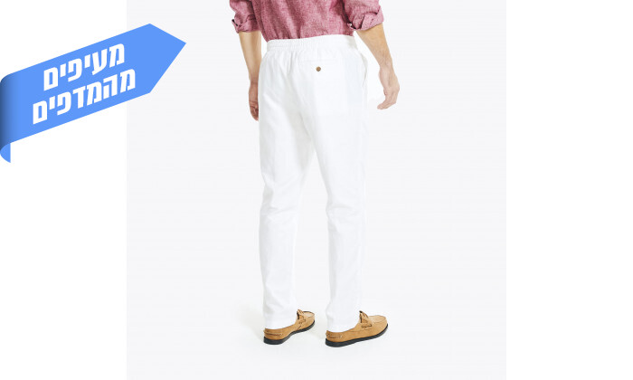 3 מכנסי פשתן לגברים נאוטיקה NAUTICA דגם LINEN PULL-ON בצבע לבן