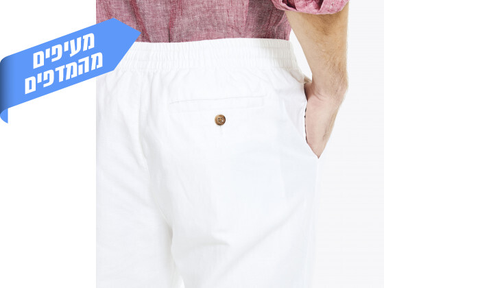 4 מכנסי פשתן לגברים נאוטיקה NAUTICA דגם LINEN PULL-ON בצבע לבן