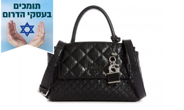 5 תיק צד לנשים GUESS דגם QUEENIE SMALL STATUS - שחור