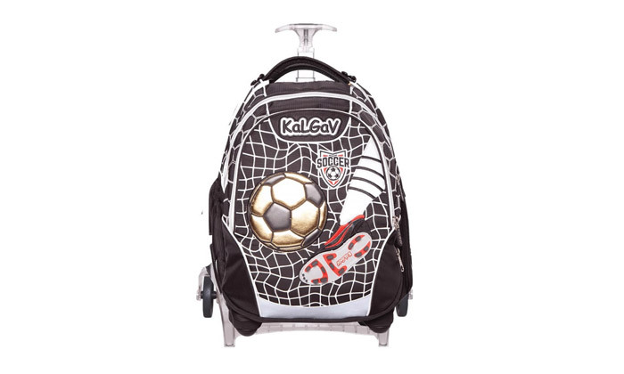 3 תיק טרולי קל גב לבית הספר, דגם X Bag Trolley כדורגל שחור 