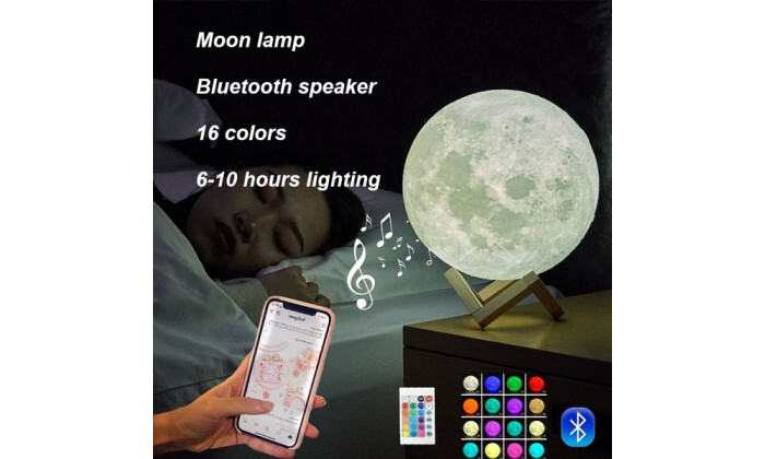 4 מנורת ירח מחליפה צבעים עם רמקול Bluetooth ושלט