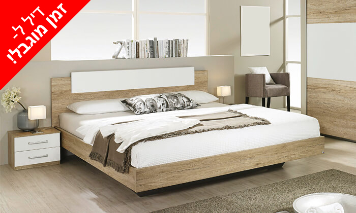 10 שמרת הזורע: חדר שינה דגם פלמינגו - מיטה זוגית וזוג שידות לילה כולל אופציה למזרן