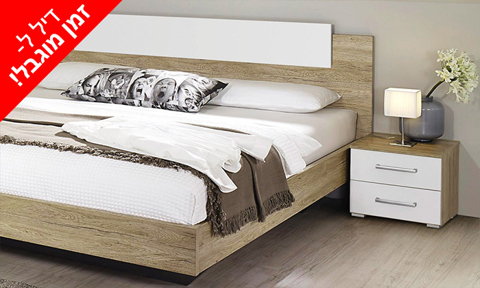 5 שמרת הזורע: חדר שינה דגם פלמינגו - מיטה זוגית וזוג שידות לילה כולל אופציה למזרן