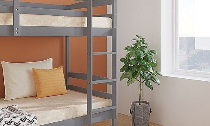 4 מיטת קומותיים מעץ מלא עם מזרנים Twins Design דגם ארין - צבע לבחירה