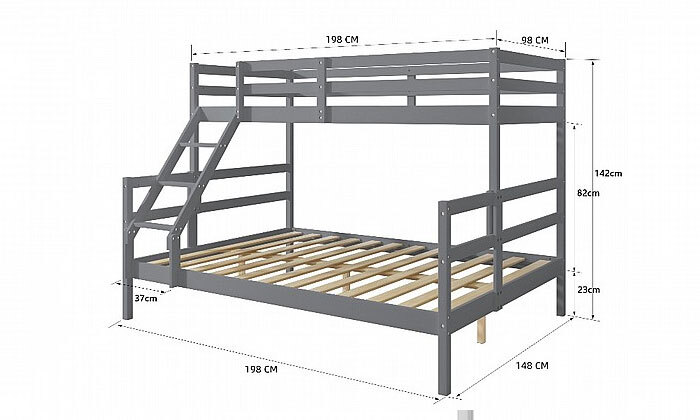 5 מיטת קומותיים מעץ מלא עם מזרנים Twins Design דגם אודיה - צבע לבחירה