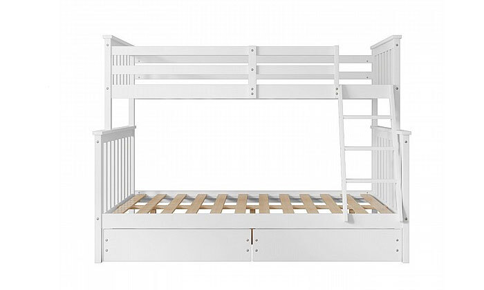 8 מיטת קומותיים מעץ מלא עם מזרנים Twins Design דגם ריאן - צבע לבחירה