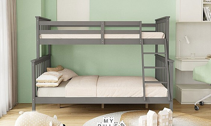 4 מיטת קומותיים מעץ מלא עם מזרנים Twins Design דגם ספיר - צבע לבחירה