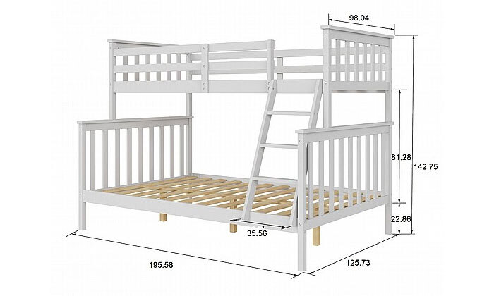 6 מיטת קומותיים מעץ מלא עם מזרנים Twins Design דגם ספיר - צבע לבחירה