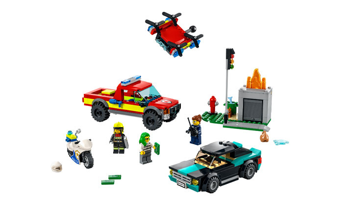 3 לגו סיטי LEGO CITY: משחק כיבוי אש ומרדף משטרתי 60319