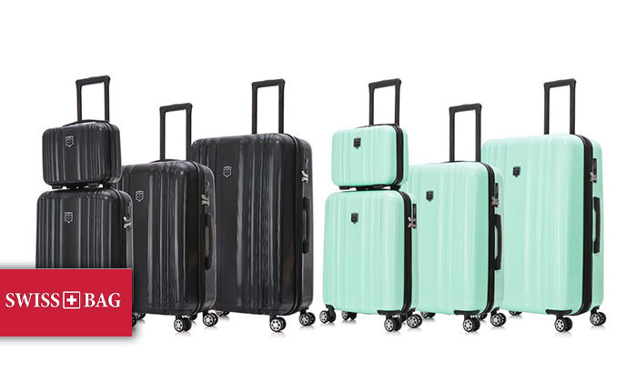 1 סט 3 מזוודות PC 100% קשיחות 20, 25 ו-29 אינץ' SWISS‏ ותיק תואם - צבעים לבחירה
