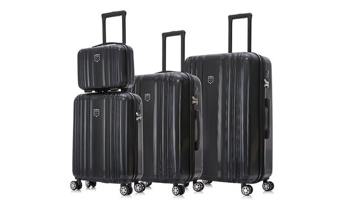 3 סט 3 מזוודות PC 100% קשיחות 20, 25 ו-29 אינץ' SWISS‏ ותיק תואם - צבעים לבחירה