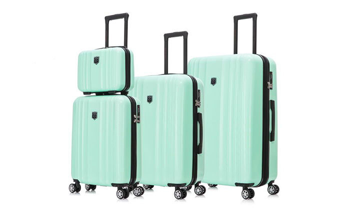 4 סט 3 מזוודות PC 100% קשיחות 20, 25 ו-29 אינץ' SWISS‏ ותיק תואם - צבעים לבחירה