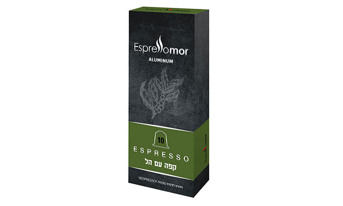 6 מארז 100 קפסולות אלומיניום Espressomor תואמות נספרסו - טעמים לבחירה