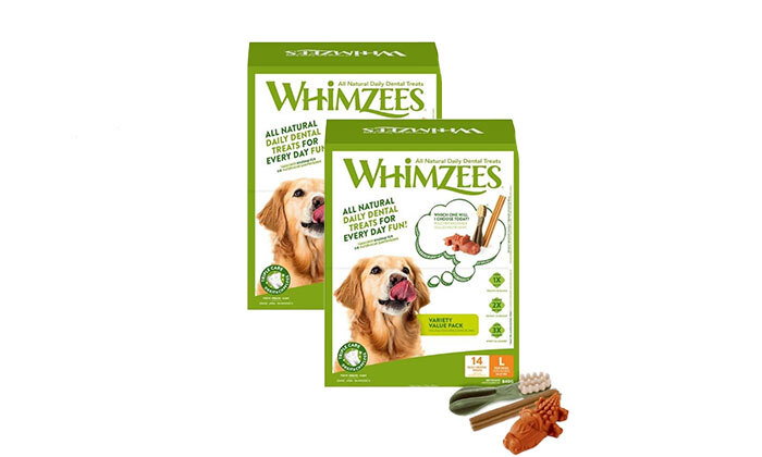 5 אניפט: 2 אריזות חטיפי לעיסה דנטליים לכלבים Whimzees - גדלים לבחירה