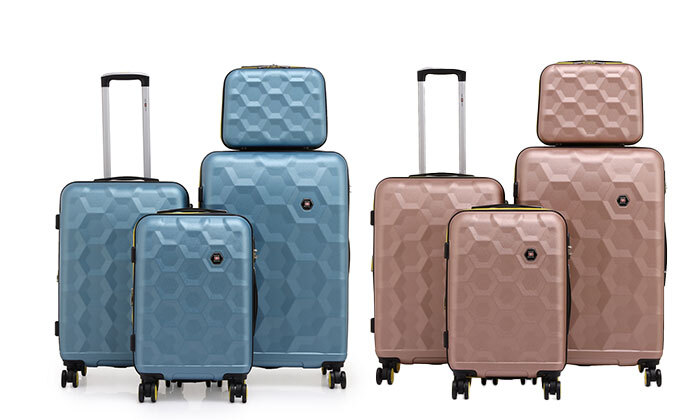 1 4 מזוודות קשיחות 14, 20, 24 ו-28 אינץ' SWISS VOYAGER דגם ROMA - צבעים לבחירה