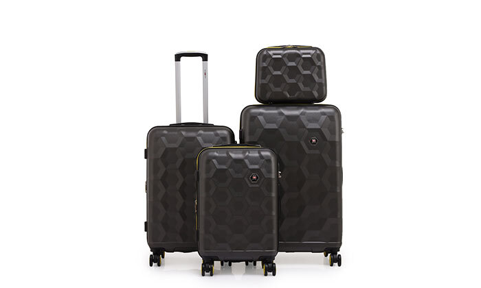 3 4 מזוודות קשיחות 14, 20, 24 ו-28 אינץ' SWISS VOYAGER דגם ROMA - צבעים לבחירה