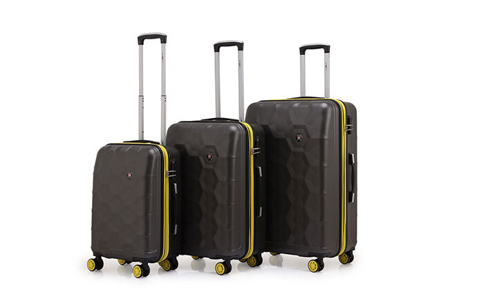 4 4 מזוודות קשיחות 14, 20, 24 ו-28 אינץ' SWISS VOYAGER דגם ROMA - צבעים לבחירה