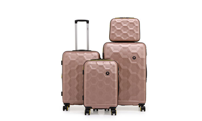 5 4 מזוודות קשיחות 14, 20, 24 ו-28 אינץ' SWISS VOYAGER דגם ROMA - צבעים לבחירה