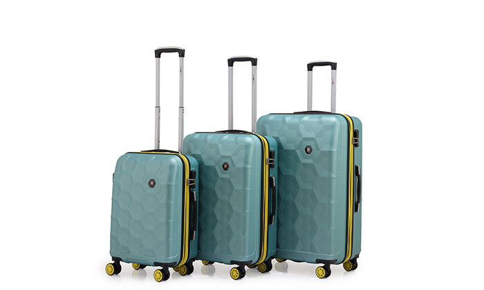 8 4 מזוודות קשיחות 14, 20, 24 ו-28 אינץ' SWISS VOYAGER דגם ROMA - צבעים לבחירה