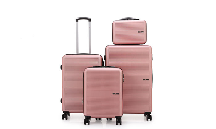 4 סט 3 מזוודות קשיחות SWISS BRONX ותיק איפור תואם - צבעים לבחירה