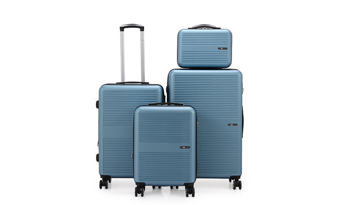 6 סט 3 מזוודות קשיחות SWISS BRONX ותיק איפור תואם - צבעים לבחירה