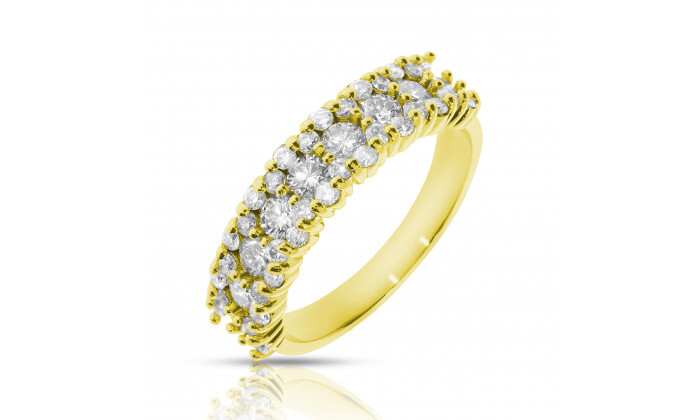 3 טבעת יהלומים - זהב צהוב או לבן לבחירה