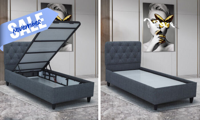 4 מיטת יחיד מרופדת עם ארגז מצעים BRADEX דגם SERRA - אופציה למזרן
