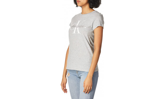 3 חולצת Calvin Klein לנשים דגם Foil Monogram Logo - צבע לבחירה