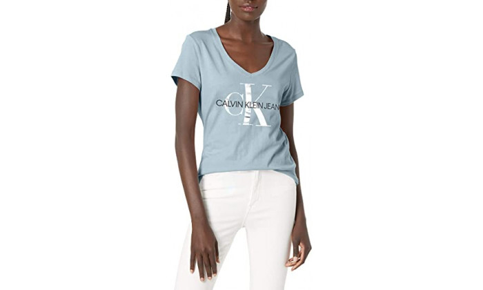 4 חולצת טי שירט לנשים קלווין קליין Calvin Klein דגם Foil Monogram Logo