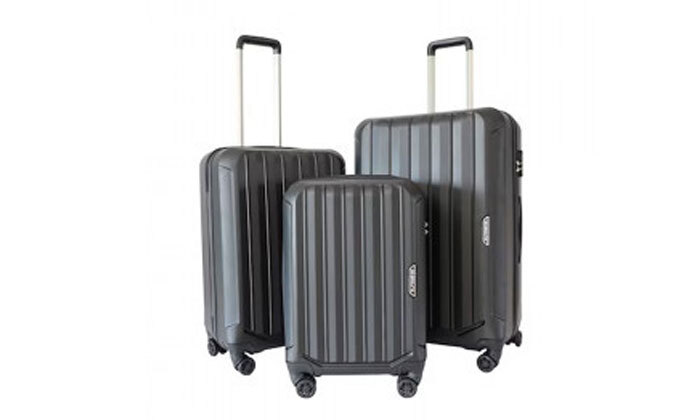 7 סט 3 מזוודות קשיחות 20, 24 ו-28 אינץ' GROUND - אפור כהה