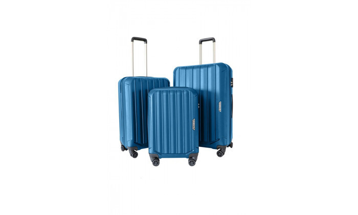 6 סט 3 מזוודות קשיחות 20, 24 ו-28 אינץ' GROUND - כחול