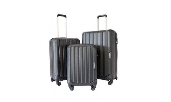 1 סט 3 מזוודות קשיחות 20, 24 ו-28 אינץ' GROUND - צבע שחור