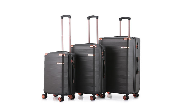 6 סט 3 מזוודות קשיחות SWISS VOYAGE דגם אמסטרדם ותיק איפור תואם - צבעים לבחירה