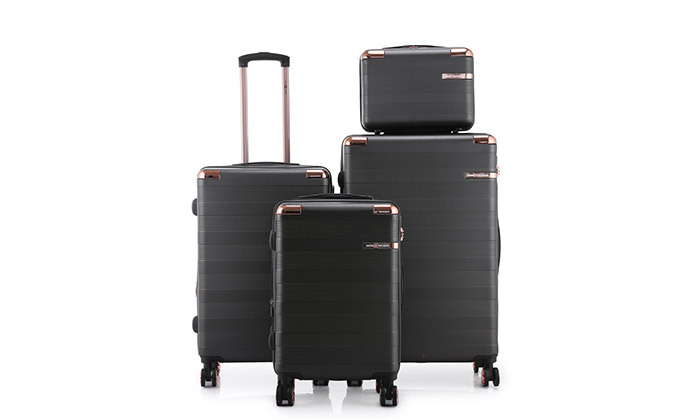 5 סט 3 מזוודות קשיחות SWISS VOYAGE דגם אמסטרדם ותיק איפור תואם - צבעים לבחירה