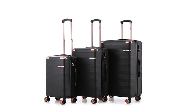 8 סט 3 מזוודות קשיחות SWISS VOYAGE דגם אמסטרדם ותיק איפור תואם - צבעים לבחירה