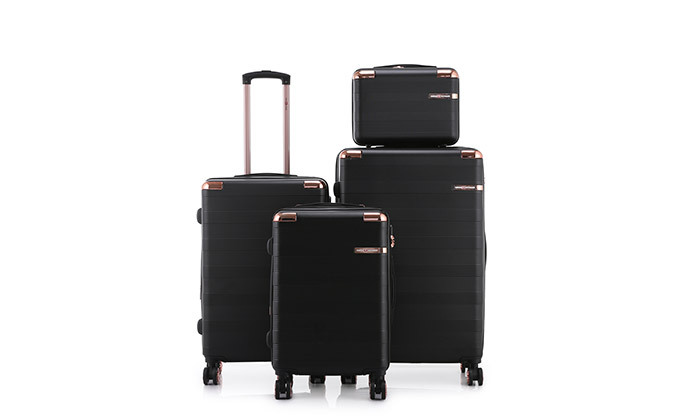 7 סט 3 מזוודות קשיחות SWISS VOYAGE דגם אמסטרדם ותיק איפור תואם - צבעים לבחירה