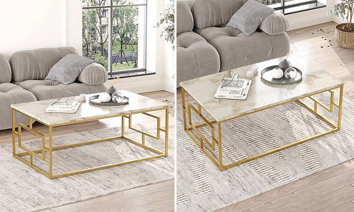4 שולחן סלון מלבני Twins Design, דגם אביאל מסדרת GOLD